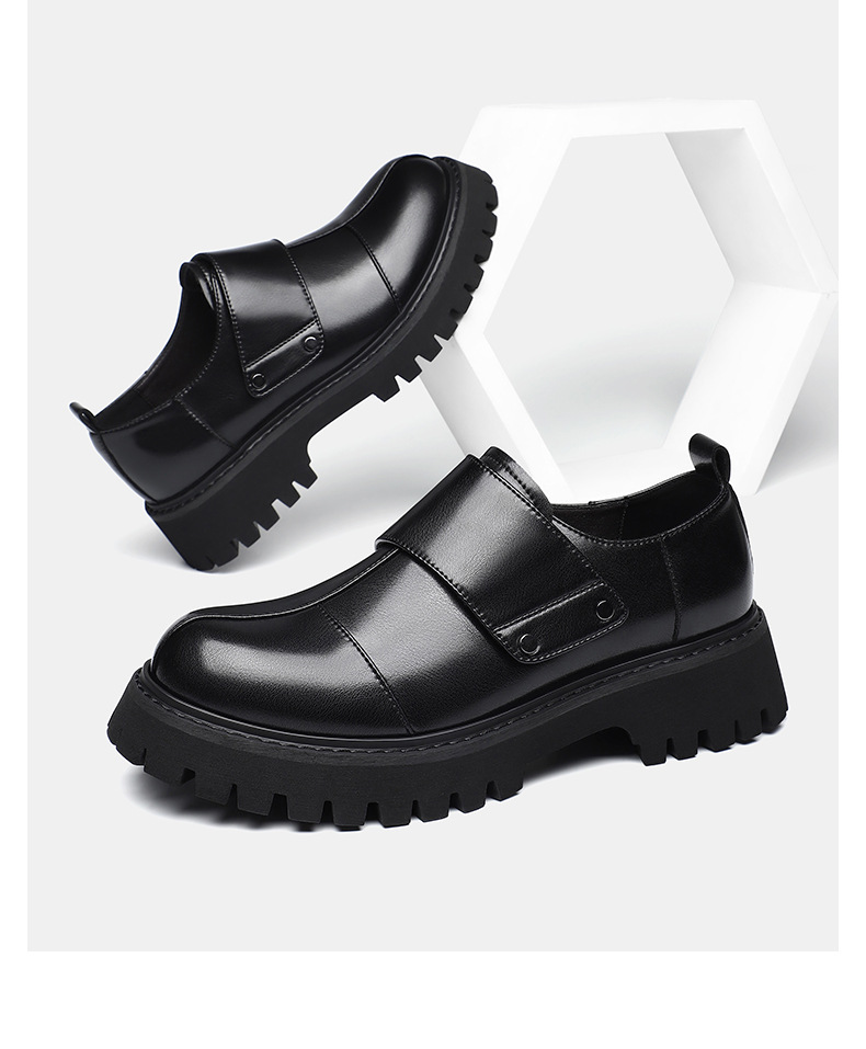 Men's Leather Shoes, New Autumn Model, British Style Casual Workwear, Thick-soled, Height-increasing, Large-toe Shoes_vogvips.com