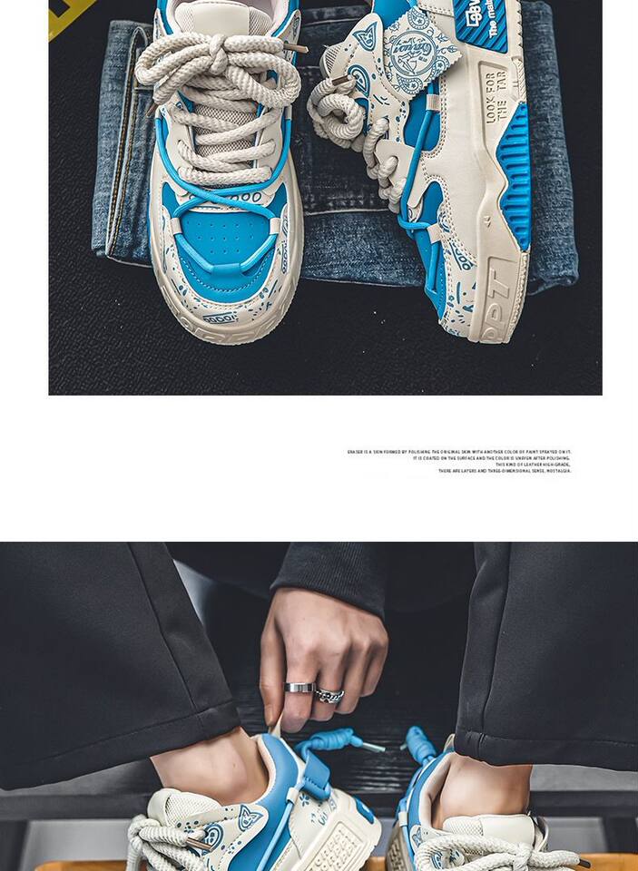 Giày sneaker nam đế dày tăng chiều cao, thân thấp dây buộc, phối màu trơn — 6678 Trắng Xanh Lục, 6678 màu Milan, 6678 trắng đen chi tiết 8