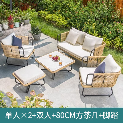 Sofá al aire libre, silla de caña, patio, protección solar, jardín, balcón, silla de ocio, sofá al aire libre, mesa de té, combinación impermeable