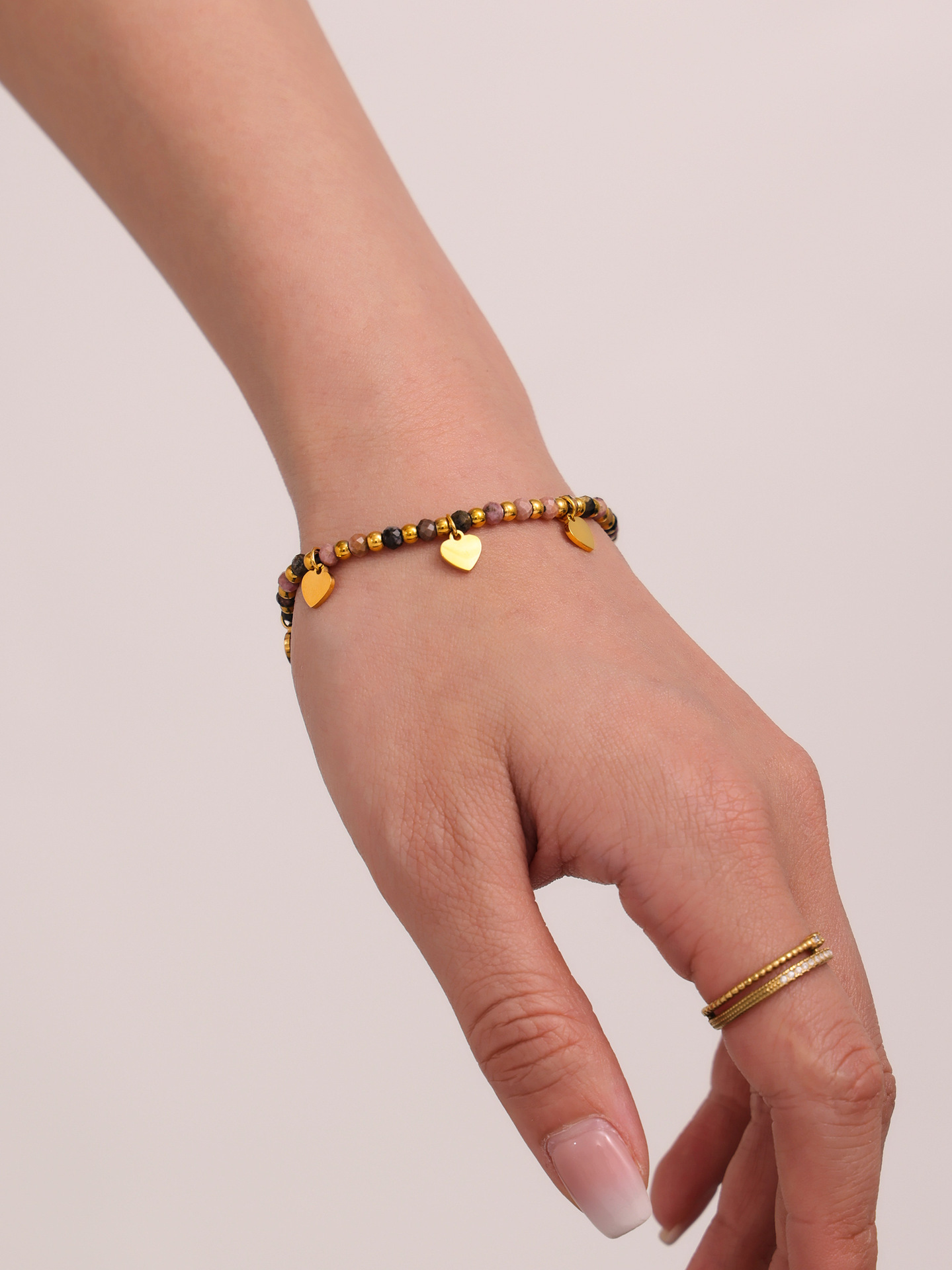 Collar con cuentas de piedra natural de azúcar, colgante de circón con incrustaciones de amor, pulsera de cadena de clavícula, conjunto de joyería para mujer francesa
