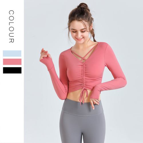  Spring New Style Braided Tank Top with Long Sleeve Sports Top, High Elasticity, Close-Fitting Running and Fitness Yoga Wear for Women