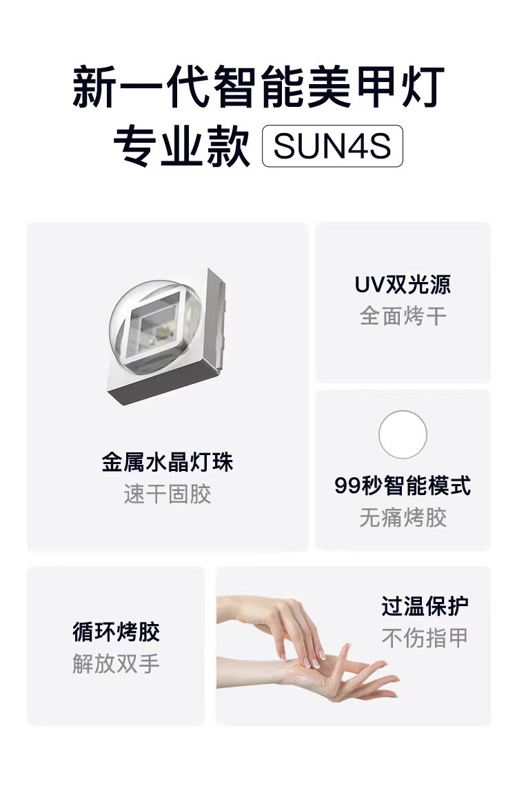 Yuchuang Synthetic SUN4S Tırnak Lambası SUNUV Ağrısız Işık Tedavi Makinesi Dükkan Açma Pişirme Lambası Tırnak Cılaması Jel Kurutma Makinesi