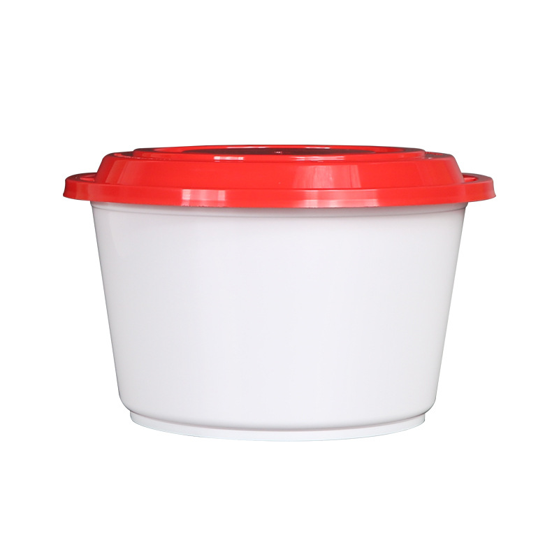 Caja de comidas desechable al por mayor tazón redondo comida rápida para llevar caja de embalaje de alimentos transparente negro y blanco opcional comercial doméstico