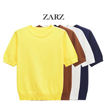 ZARZ 自制 欧美风 新款女装 经典 平针短袖基本款针织衫8851001