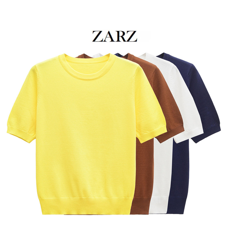 Zarz Homemade European and American Style New Women's Classic Flat Short-Sleeved Basic Knitwear 8851001