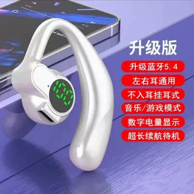 Bluetooth Headset Can Be Worn on Motorcycle Helmet Headset - white-led-power-digital-display-180-rotate-can-be-worn-on-both-left-and-right-ears