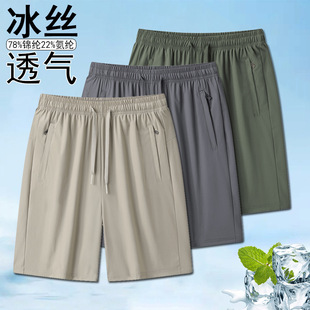 High-grade Ice Silk Shorts Men's Summer Thin Outer Wear 2024 New Loose plus size Pants Men's Beach Pants