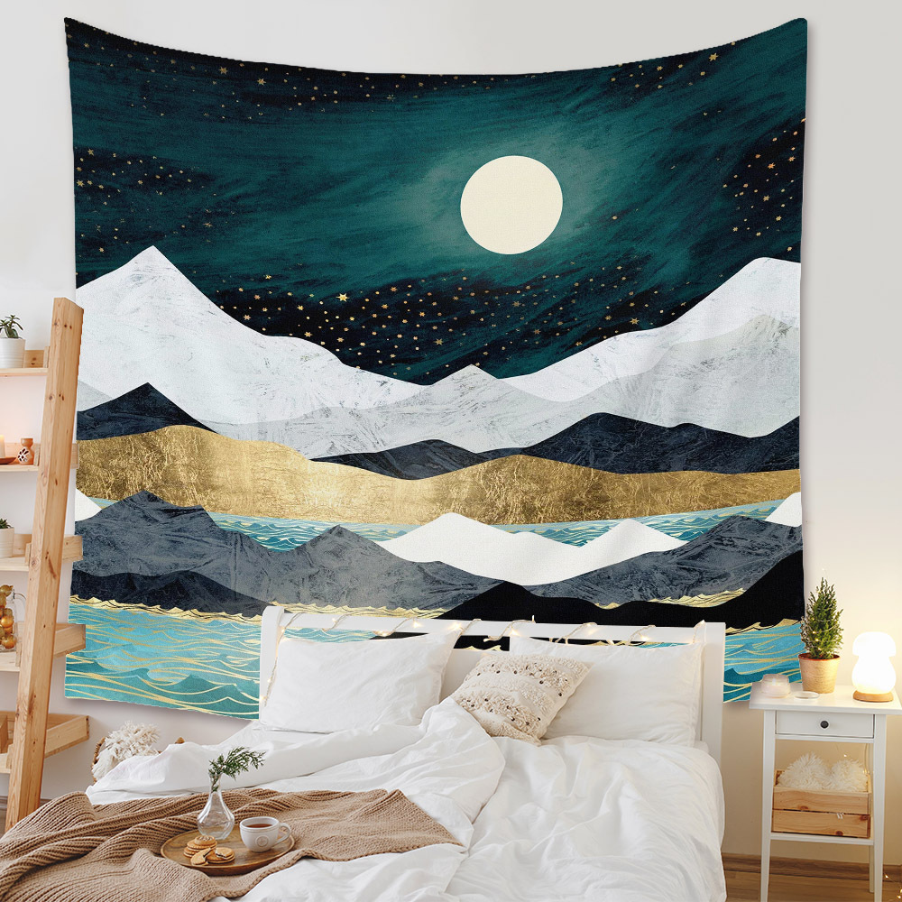 Bohemian Moon Mountain Painting Wall Cloth Decoration Tapestry Wholesale Nihaojewelry display picture 45