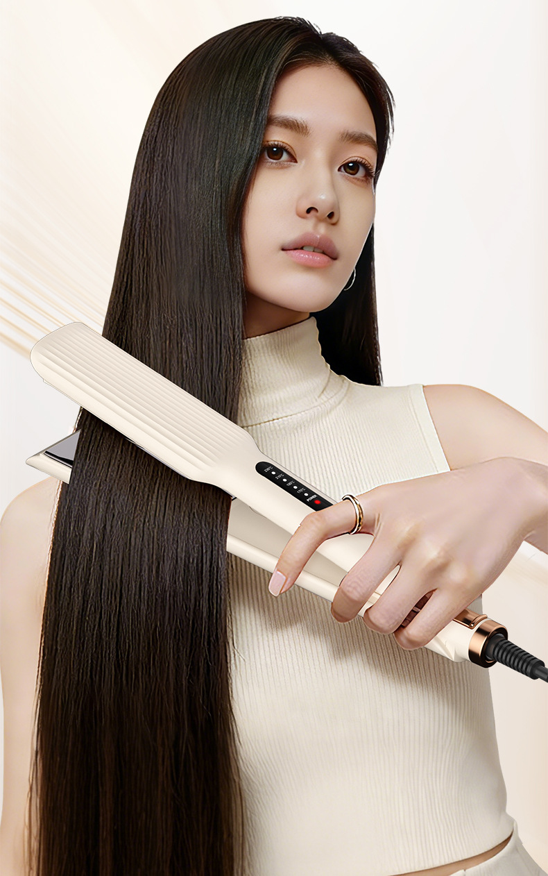 Cross-Border Wet and Dry Dual-Use Hair Straightener Curling and Straightening Portable Straightening Plate Wide Plate Ionic Hair Straightener Multi-Level Temperature Control Curling Iron