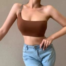 22580春夏季欧美性感露背单肩<font red=H>吊带</font><font red=H>抹胸</font> 气质露脐简约休闲<font red=H>小</font><font red=H>背心</font><font red=H>女</font>