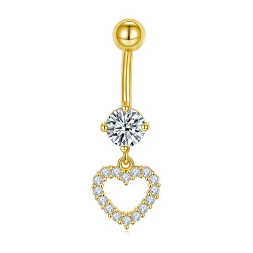 Cross-border new love zircon belly button button, heart-shaped belly button ring, human body piercing belly ornament, European and American best-selling model