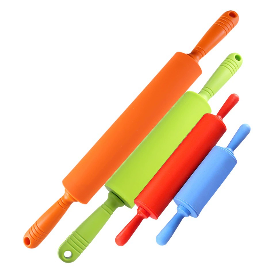 Большой и Средний Малый размер силиконовая Скалка с деревянной ручкой ролик силиконовая палочка для муки пельмени тесто прогулочный молоток инструмент для замешивания