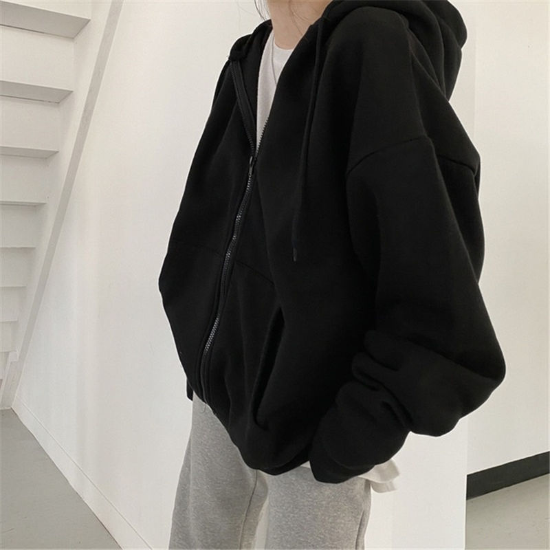 卫衣女2025秋冬季设计感小众上衣慵懒风加绒加厚连帽大码开衫外套|undefined