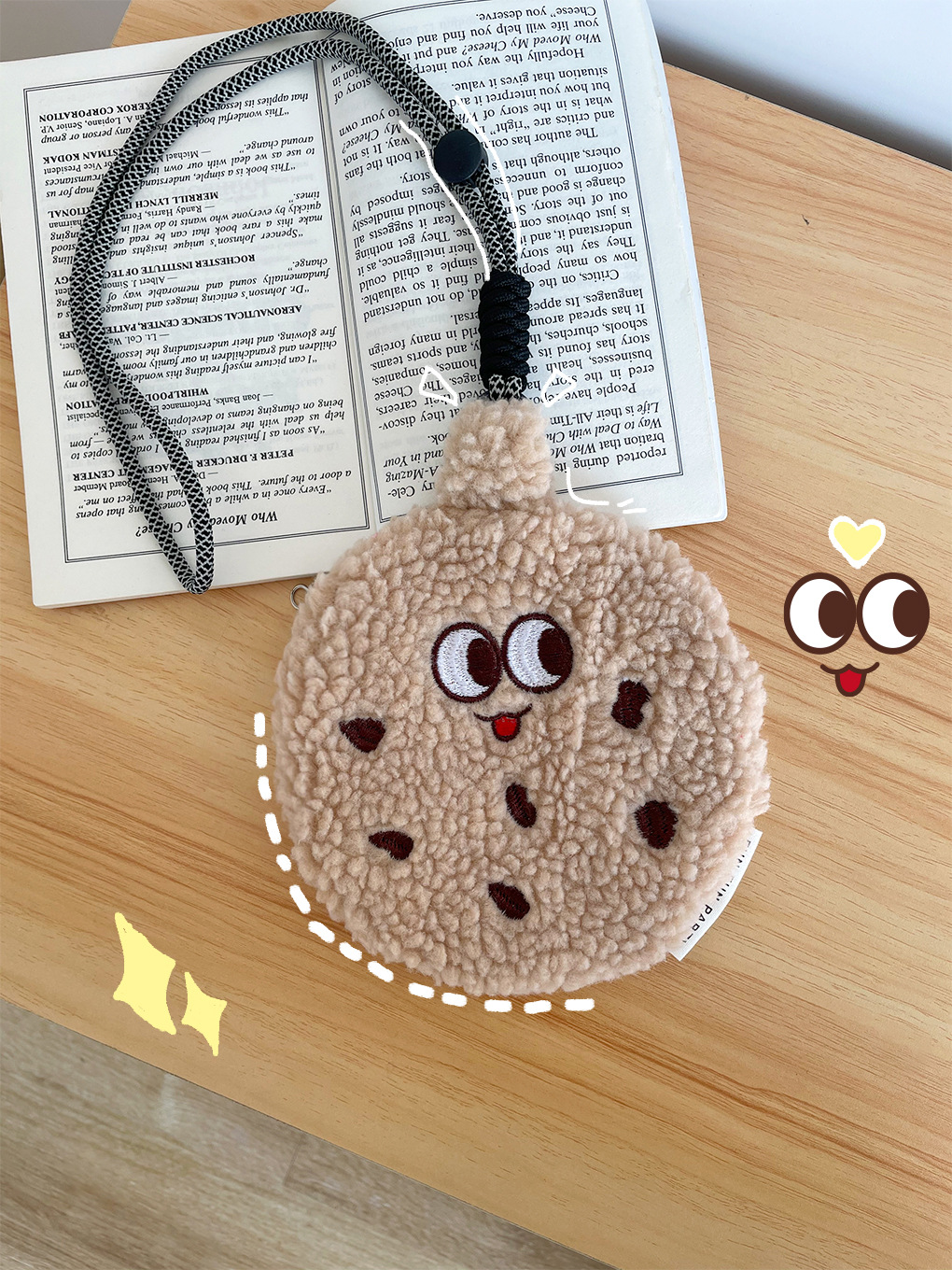 Bolsas de galletas, lindas bolsas de cuello de peluche, expresiones extrañas, bolsas de auriculares, bolsas de cambio, bolsas de almacenamiento de cosméticos