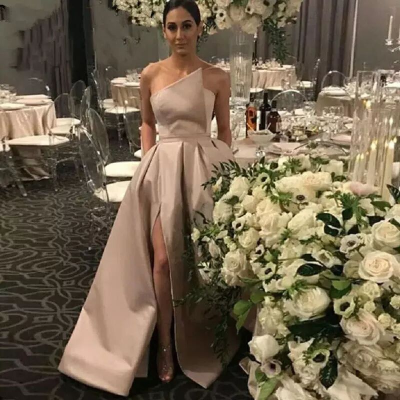 Vestido de Noche para Mujer, Estilo Europeo y Americano, Nuevo, Sin Mangas, Sencillo, de Satén, para Banquete, de Amazon y AliExpress
