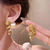14#Gold brushed oval stud earrings
