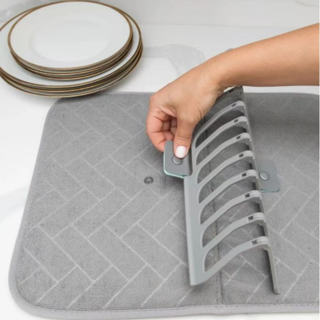 Nuevo tipo de cojín de absorción de microfibra, cojín de drenaje plegable, estante de almacenamiento de platos de cocina, estante de almacenamiento de platos de mesa