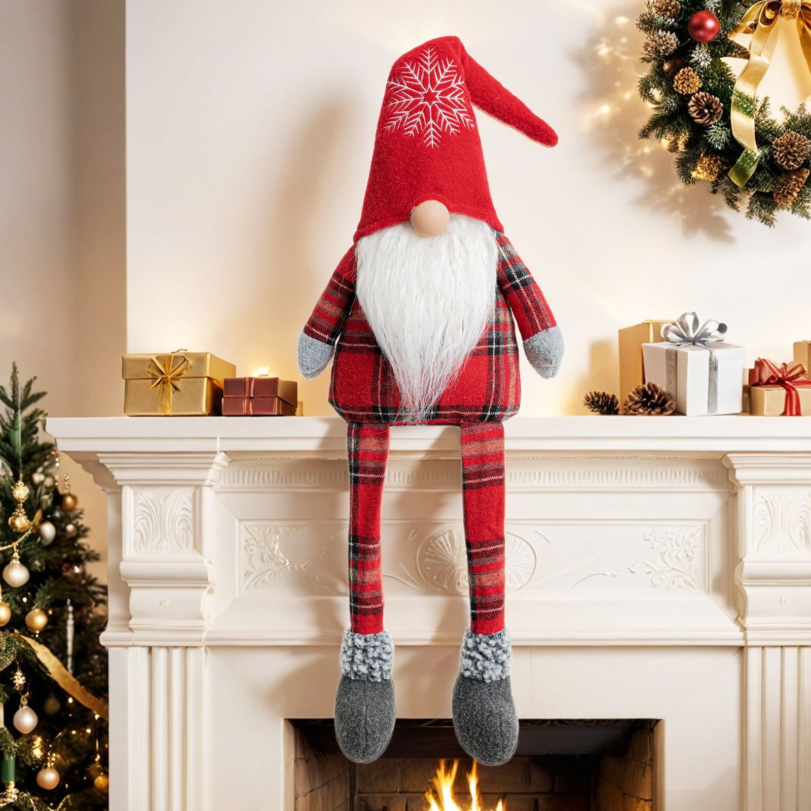 Navidad transfronteriza muñeca sin cara enano copo de nieve hombre viejo negro rojo muñeca Grudolph decoraciones navideñas decoración