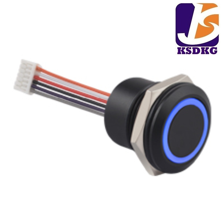 圆形三色灯 19mm带灯 带线金属按钮开关IP67防水带插头
