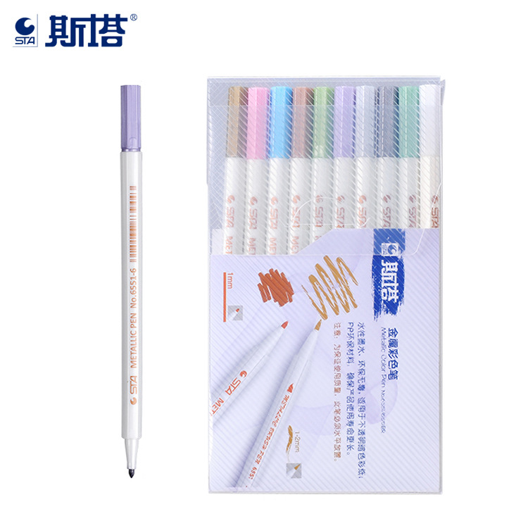 Sta pluma de metal de 10 colores pluma pintura pluma DIY álbum marcador de color pluma de la escritura 6551