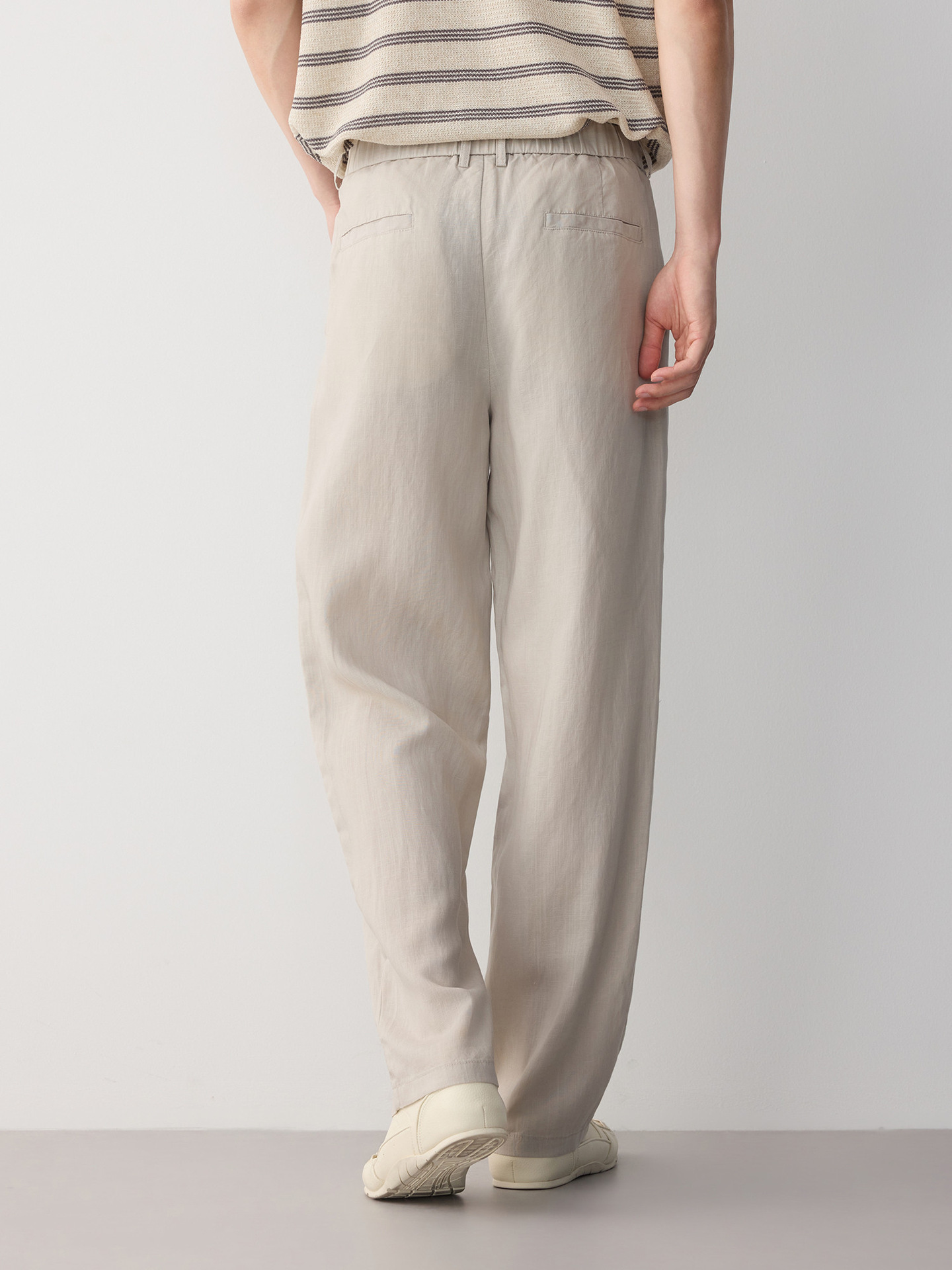 Quần kaki nam công sở ống thẳng chất liệu linen pha lyocell — đen