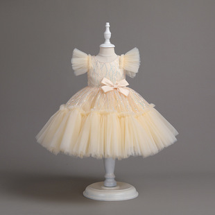 Amazon new children's dress girls dress sequins puffy yarn piano performance princess dress cross-border exclusive