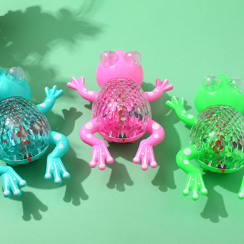 Rana electrónica con cuerda y luz, juguete de puestos para niños