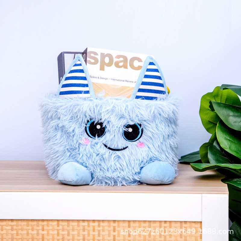 Cesta de almacenamiento de escritorio INS Cute de dibujos animados hechos a mano cuerda de algodón tejido barril de almacenamiento de artículos diversos de juguete canasta de almacenamiento marco de almacenamiento