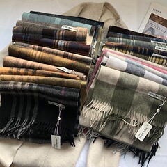 古典的な格子のカシミヤのマフラーのストールの両用両面の保温のマフラーの男性の100% の内蒙のウールのマフラーの女性