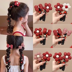 子供の花の蝶結びの電話線のヘアピンのポニーテールの泡のお下げのひもは神器の女の子を編んで髪のひもを刺します。