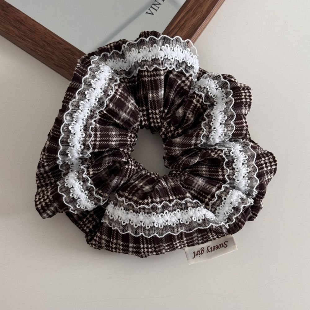 encaje estricto anillo de intestino grueso plegado de alta sensación suave bajo caballo bola de cabello anillo de cabello nuevo adornos de cabello