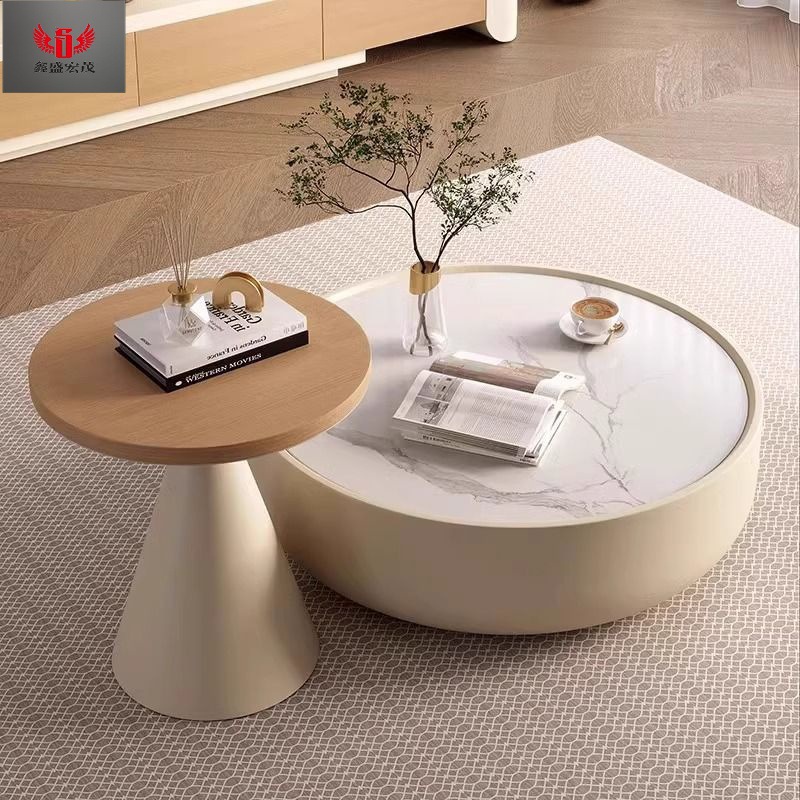 Gabinete de piso de tipo casa grande y pequeño con aire crema de madera sólida tabla de roca mesa de té sala de estar hogar color tronco estirado gabinete de televisión combinación