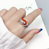 Red ethnic ring, jewelry, silver 925 sample, ethnic style, on index finger, Birthday gift