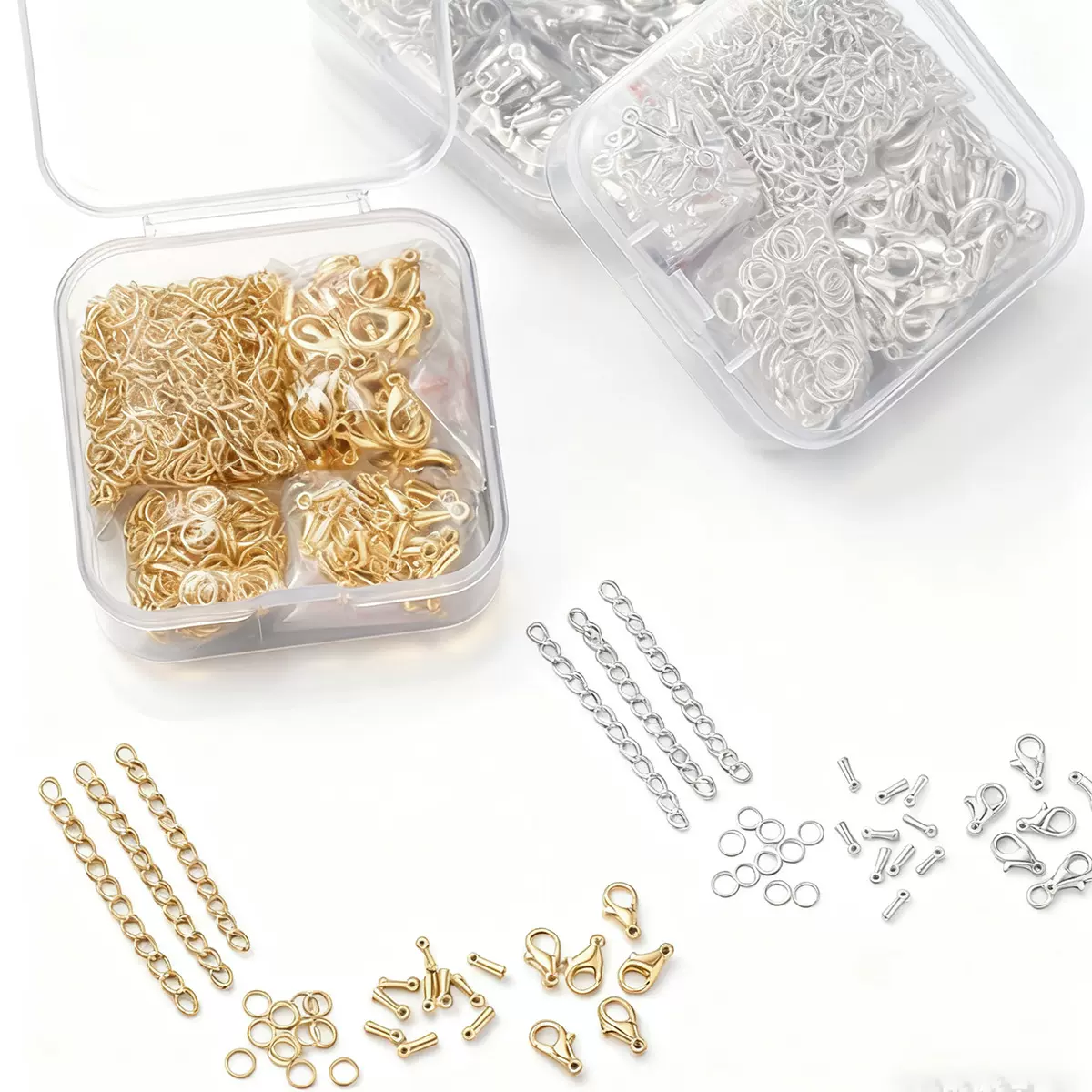 diy饰品材料包单圈龙虾扣尾链 手链项连接扣配件耳环材料套装