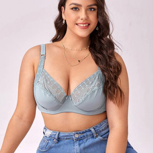 Underwear, thin lace push up bra with steel rings, plus size
