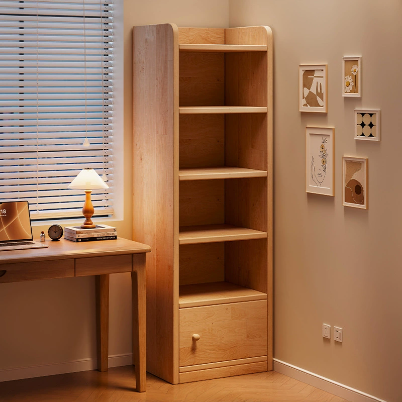 Книжная полка из массива дерева, поло, один ребенок, угловой шкафчик, простой студенческий многослойный пылезащитный узкий шкаф