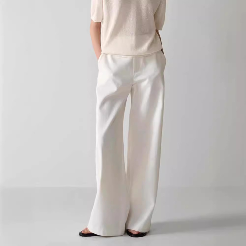 FAC * DE PATT * RN casual pants women's spring and autumn new high waist slim straight pants white floor pants