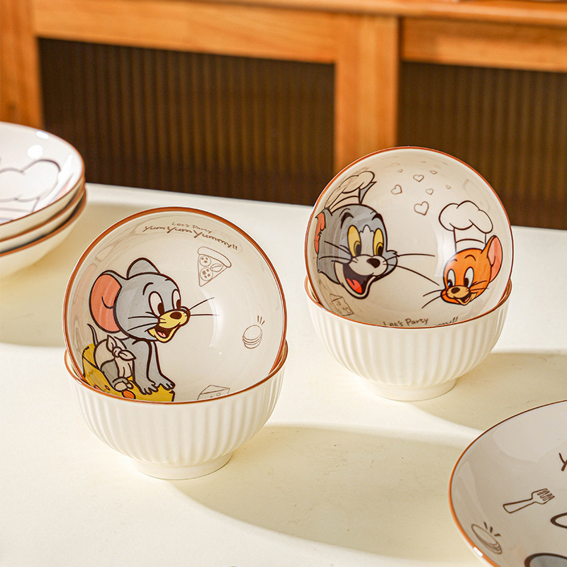 トムとジェリー 子供用丼 こどもの日 家庭用陶器丼 個人専用丼 小鉢4個セット|undefined