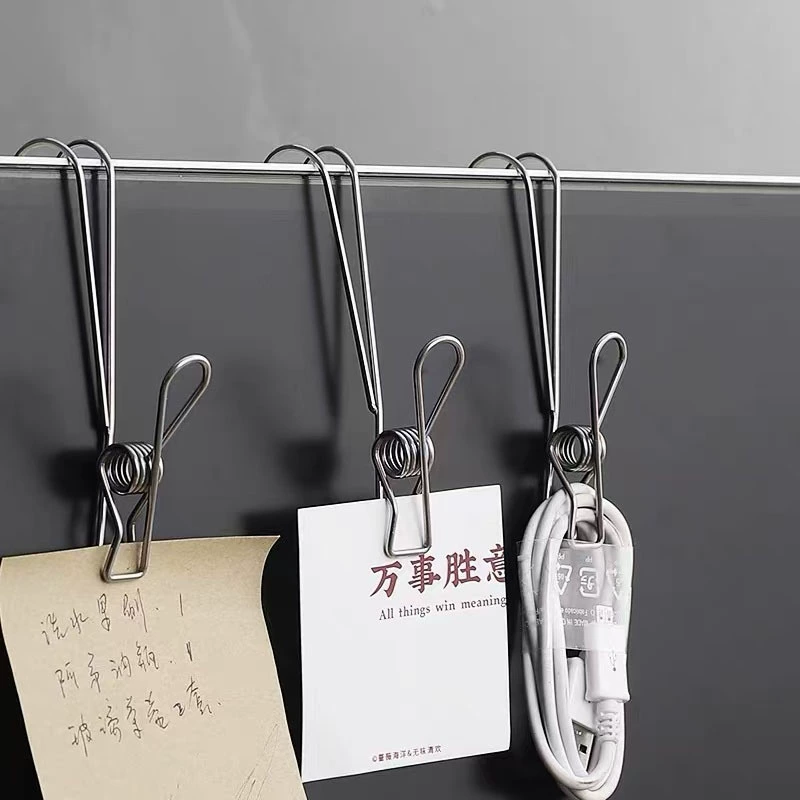 Удлиненная зажимная зацепка из нержавеющей стали со spring-wire клип для сушки одежды, зажим для носков, удобная информационная документация с крючком