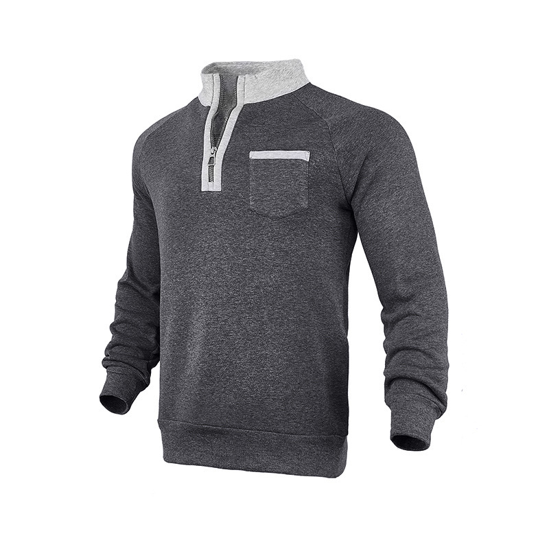Men's Half Zip Sweatshirt With Stand Collar For Autumn And Winter_voghion.com
