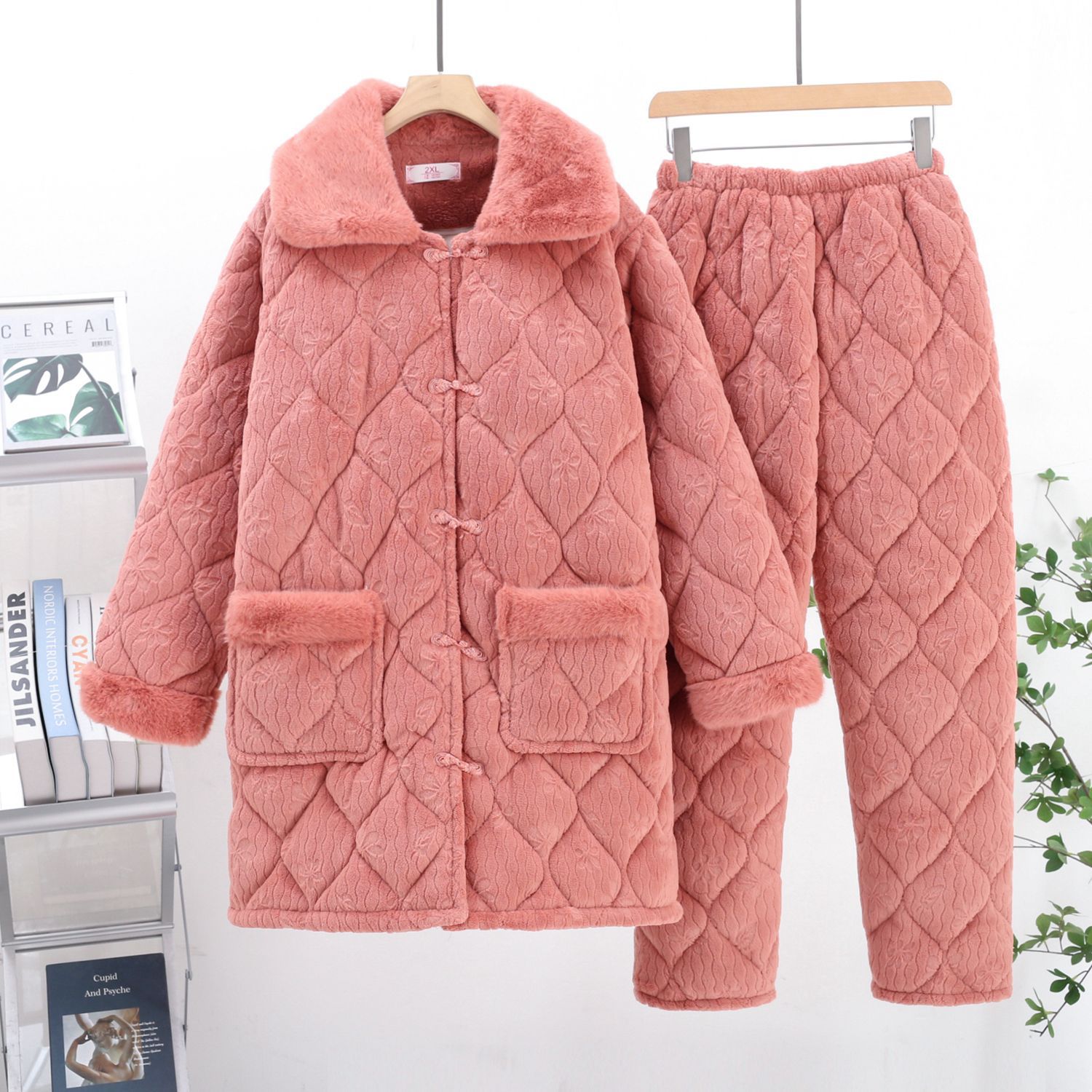 852 mid-length (beige lining) + fur collar + buckle