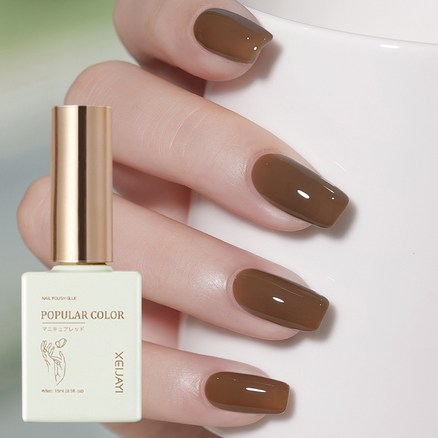 New white nail polish glue solid color brown nail polish shop special long-lasting firm Nail Polish glue suit