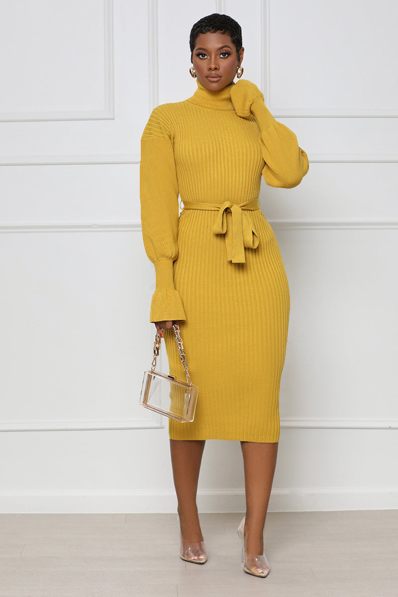 Women's Clothing solid color high collar knitted strap dress_voghion.com