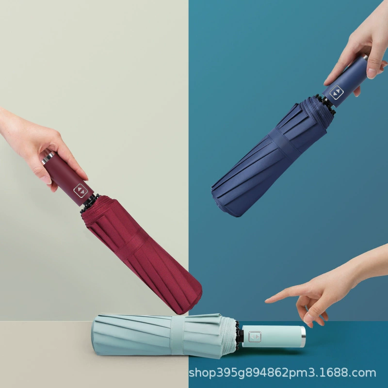 Automatic Waterproof Umbrella, 10-Rib Fully Automatic Compact Folding, Multiple Colors