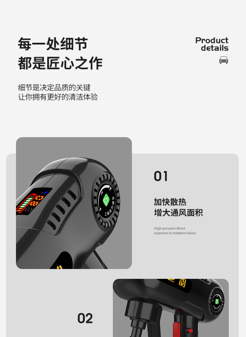 Wireless Car washer Lithium electric car washer car wash water gun handheld rechargeable portable washing machine high pressure brushless electric