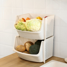 QD4D厨房台面双层置物架蔬菜水果收纳筐放土豆的菜篮子装葱姜蒜菜