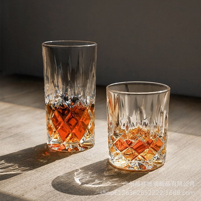 Transparent glass wineglass for whiskey