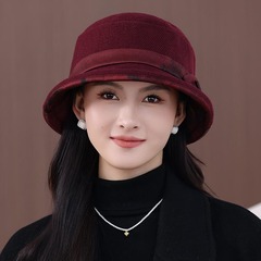 2025秋冬款时尚中老年人帽子女士加厚盆帽春秋洋气渔夫帽妈妈帽潮