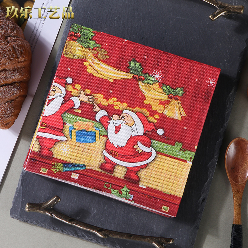 Carnival Christmas New Disposable Printed Napkins Facial Kleenex Handkerchief Paper Party Wood Pulp Tissue Wholesale