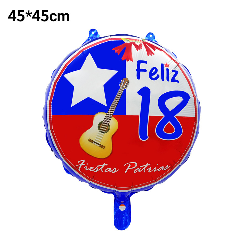 Globo de aluminio redondo de 18 pulgadas con bandera de Chile, para Día Nacional